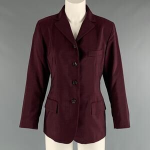 JIL SANDER Size 8 Burgundy Wool Mohair Jacket